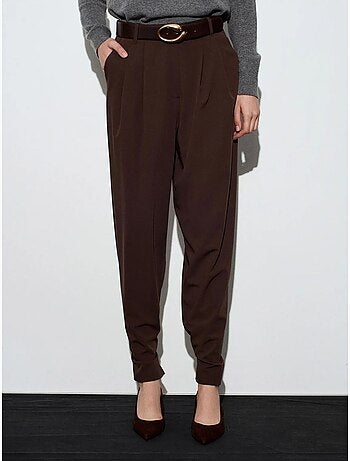 Pantaloni in crêpe a gamba ampia a vita alta da donna dilvin