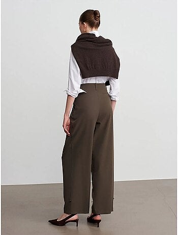Pantaloni in crêpe a gamba ampia a vita alta da donna dilvin