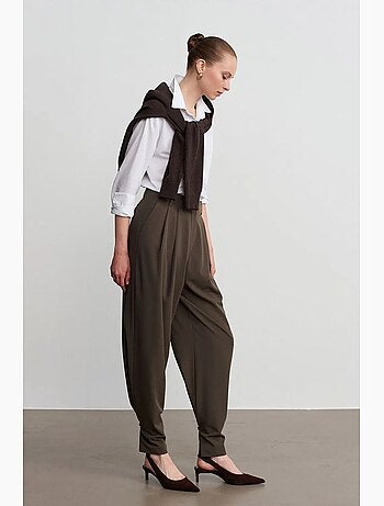 Pantaloni in crêpe a gamba ampia a vita alta da donna dilvin