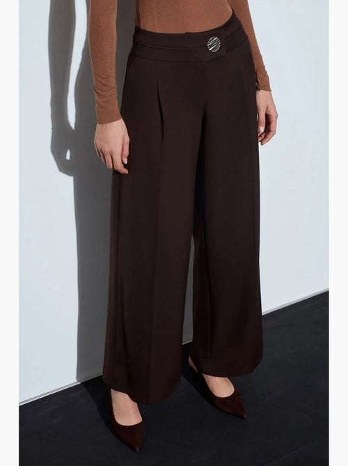 Pantaloni in crêpe a gamba ampia a vita alta dilvin - Kiabi Pantaloni in crêpe a gamba ampia a vita alta dilvin - Kiabi