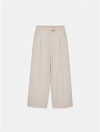 Pantaloni in crêpe a gamba ampia a vita alta dilvin