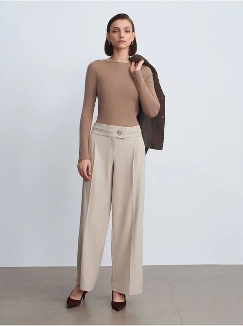 Pantaloni in crêpe a gamba ampia a vita alta dilvin - Kiabi Pantaloni in crêpe a gamba ampia a vita alta dilvin - Kiabi