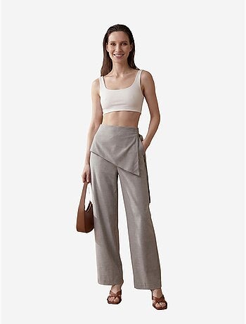 Pantaloni in crêpe a gamba ampia a vita alta my fashion