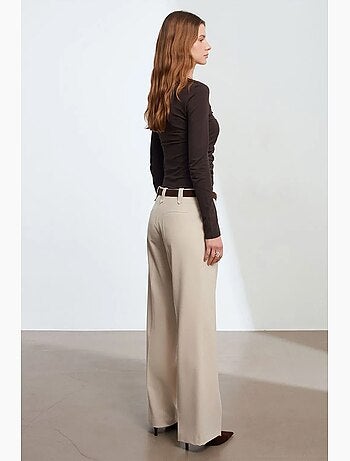 Pantaloni in crêpe a gamba ampia a vita media dilvin