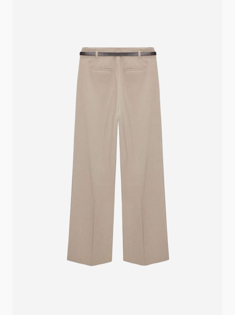 Pantaloni in crêpe a gamba ampia con cintura da donna dilvin Beige argilla - Kiabi