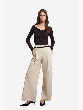 Pantaloni in crêpe a gamba ampia con cintura da donna dilvin