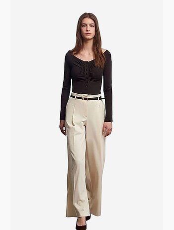 Pantaloni in crêpe a gamba ampia con cintura da donna dilvin