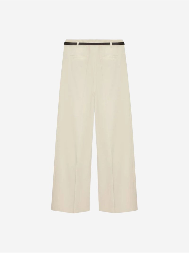 Pantaloni in crêpe a gamba ampia con cintura da donna dilvin Crema - Kiabi