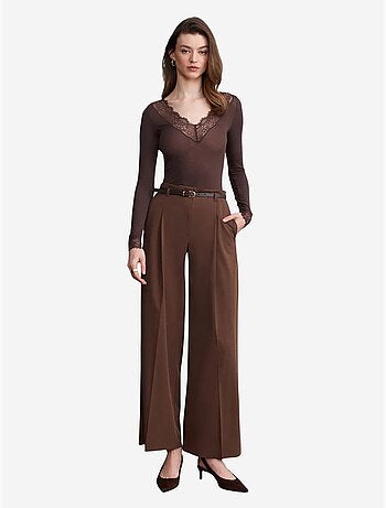 Pantaloni in crêpe a gamba ampia con cintura da donna dilvin
