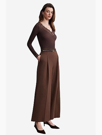 Pantaloni in crêpe a gamba ampia con cintura da donna dilvin
