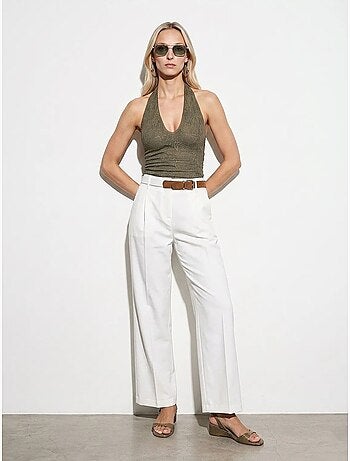 Pantaloni in crêpe a gamba ampia con cintura dilvin