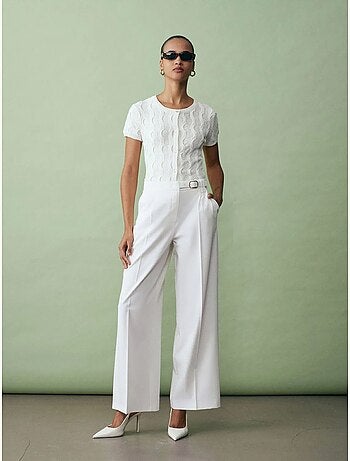 Pantaloni in crêpe a gamba ampia con cintura dilvin