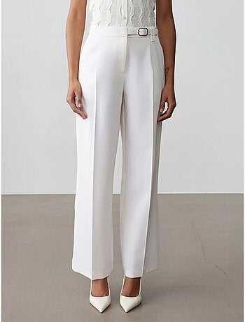 Pantaloni in crêpe a gamba ampia con cintura dilvin