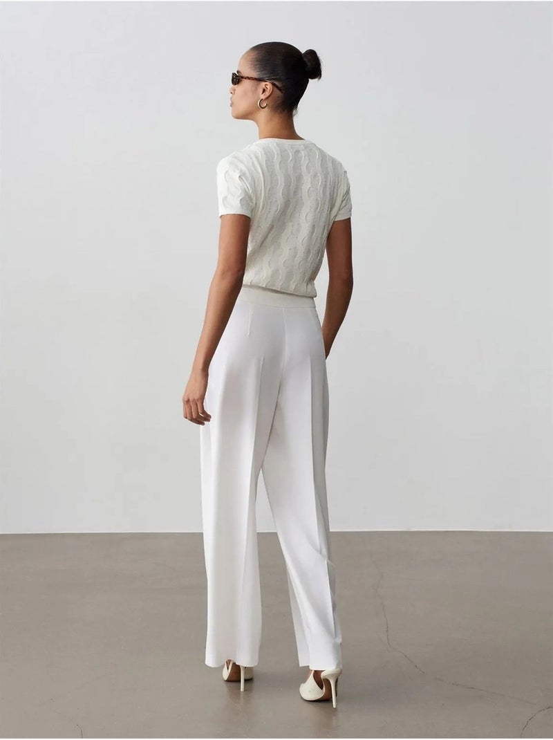 Pantaloni in crêpe a gamba ampia con cintura dilvin Bianco - Kiabi