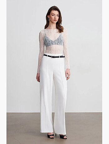 Pantaloni in crêpe a gamba ampia con cintura dilvin