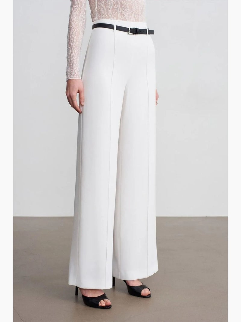 Pantaloni in crêpe a gamba ampia con cintura dilvin Bianco sporco - Kiabi