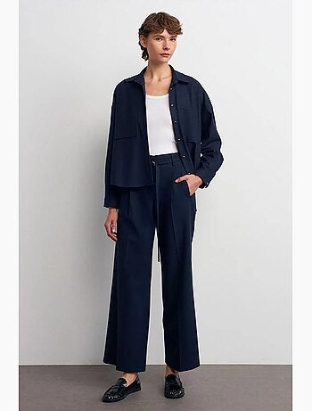 Pantaloni in crêpe a gamba ampia con cintura dilvin