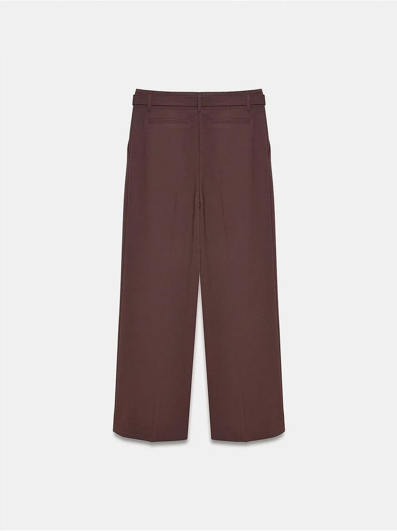 Pantaloni in crêpe a gamba ampia con cintura dilvin Marrone - Kiabi