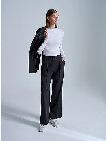 Pantaloni in crêpe a gamba ampia con coulisse dilvin