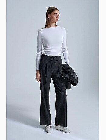 Pantaloni in crêpe a gamba ampia con coulisse dilvin