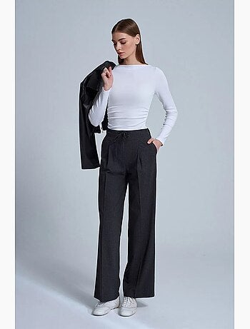 Pantaloni in crêpe a gamba ampia con coulisse dilvin
