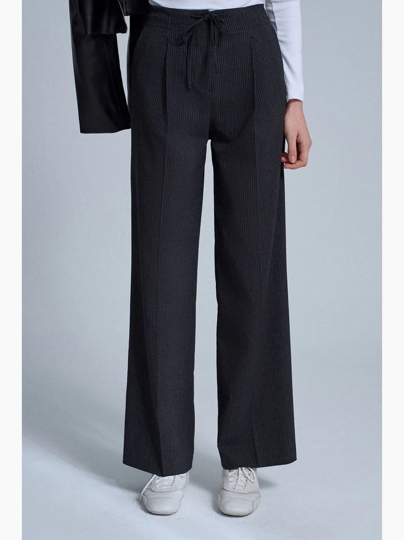 Pantaloni in crêpe a gamba ampia con coulisse dilvin Grigio nero - Kiabi