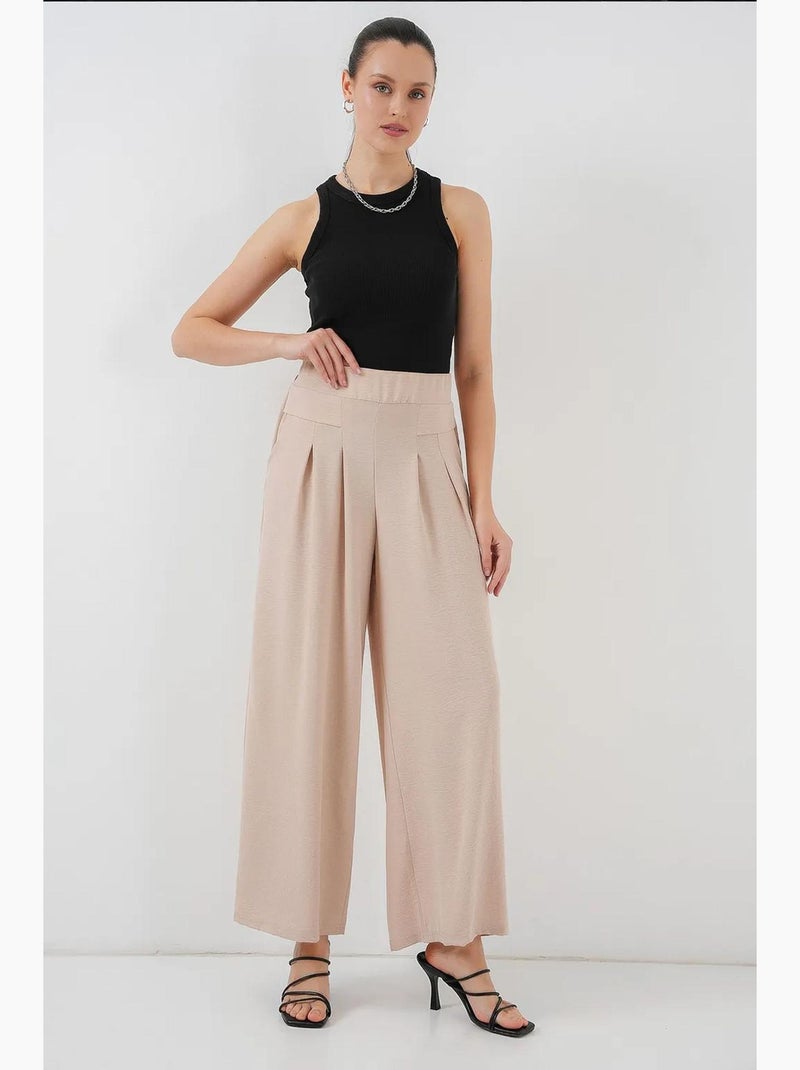 Pantaloni in crêpe a gamba ampia con pieghe bdart Crema - Kiabi