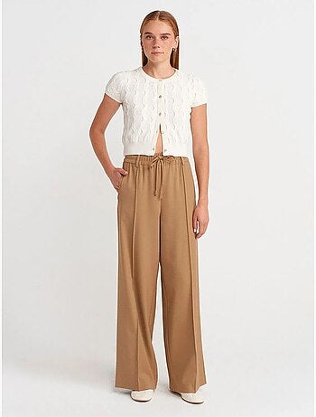 Pantaloni in crêpe a gamba ampia con vita con coulisse dilvin
