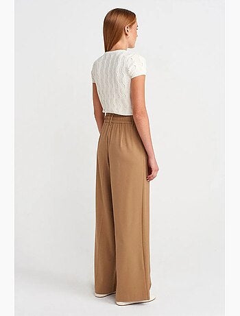 Pantaloni in crêpe a gamba ampia con vita con coulisse dilvin