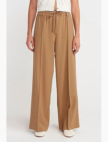 Pantaloni in crêpe a gamba ampia con vita con coulisse dilvin