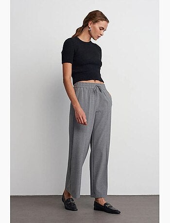 Pantaloni in crêpe a gamba ampia con vita con coulisse dilvin