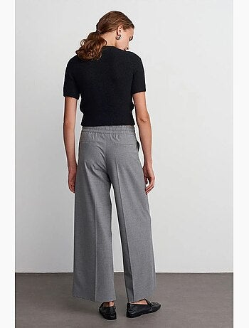 Pantaloni in crêpe a gamba ampia con vita con coulisse dilvin