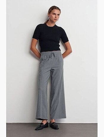 Pantaloni in crêpe a gamba ampia con vita con coulisse dilvin