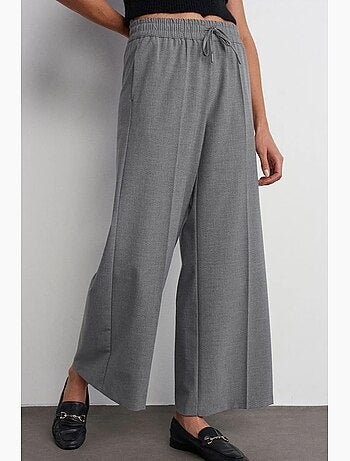 Pantaloni in crêpe a gamba ampia con vita con coulisse dilvin