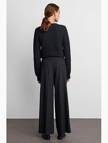 Pantaloni in crêpe a gamba ampia con vita con coulisse dilvin