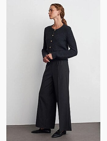 Pantaloni in crêpe a gamba ampia con vita con coulisse dilvin