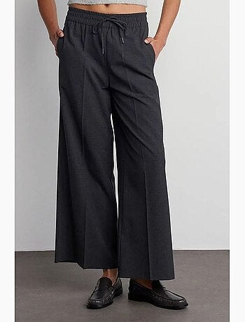 Pantaloni in crêpe a gamba ampia con vita con coulisse dilvin