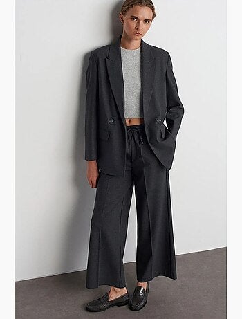 Pantaloni in crêpe a gamba ampia con vita con coulisse dilvin