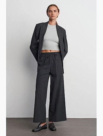 Pantaloni in crêpe a gamba ampia con vita con coulisse dilvin