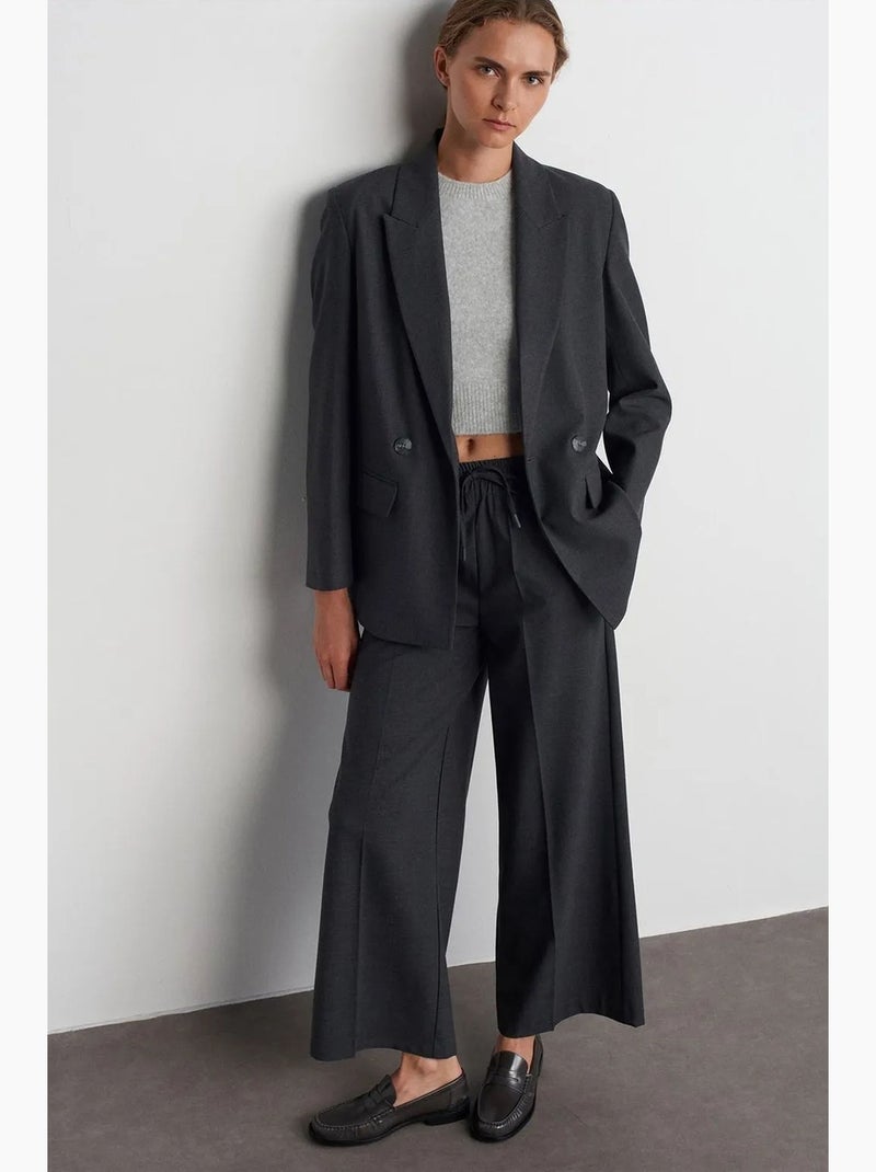Pantaloni in crêpe a gamba ampia con vita con coulisse dilvin Grigio scuro - Kiabi