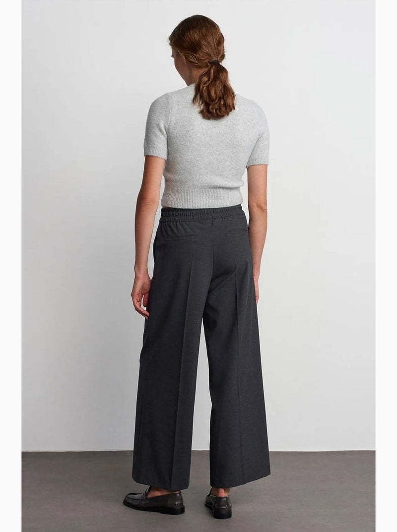 Pantaloni in crêpe a gamba ampia con vita con coulisse dilvin Grigio scuro - Kiabi