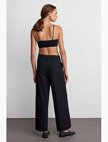 Pantaloni in crêpe a gamba ampia con vita con coulisse dilvin
