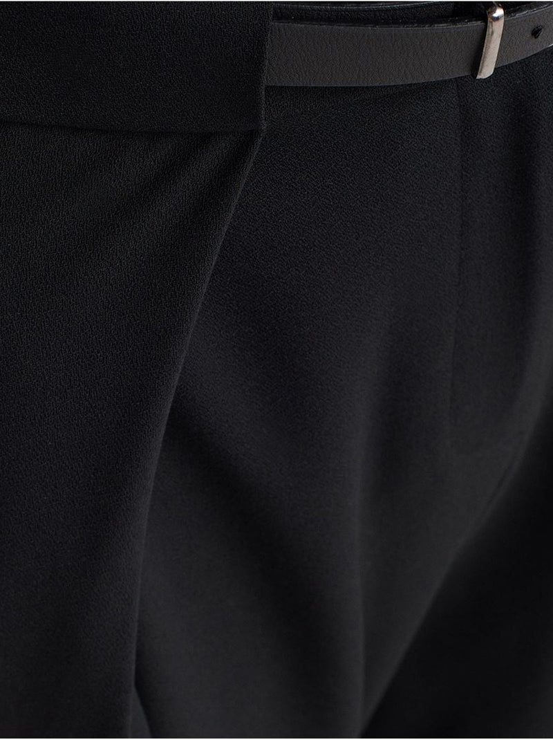 Pantaloni in crêpe a gamba ampia da donna con cintura dilvin Nero - Kiabi