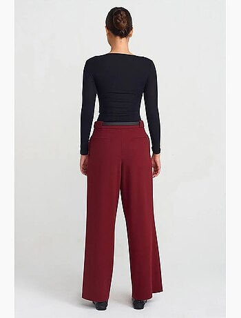 Pantaloni in crêpe a gamba ampia da donna con cintura dilvin