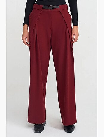 Pantaloni in crêpe a gamba ampia da donna con cintura dilvin