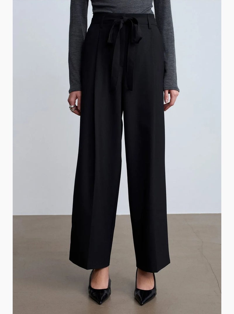 Pantaloni in crêpe a gamba ampia da donna dilvin Nero - Kiabi