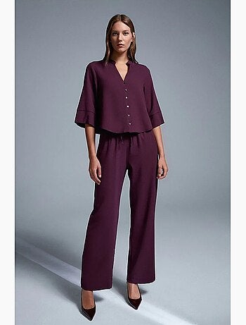 Pantaloni in crêpe a gamba ampia da donna dilvin