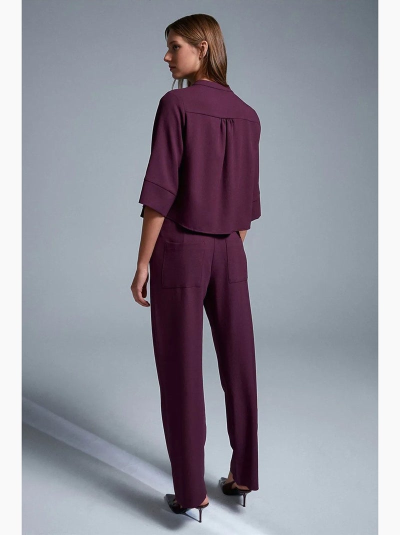 Pantaloni in crêpe a gamba ampia da donna dilvin Rosso bordeaux - Kiabi