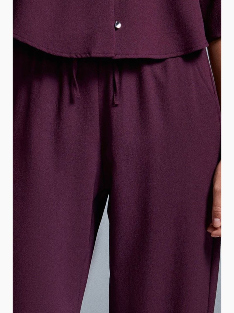 Pantaloni in crêpe a gamba ampia da donna dilvin Rosso bordeaux - Kiabi