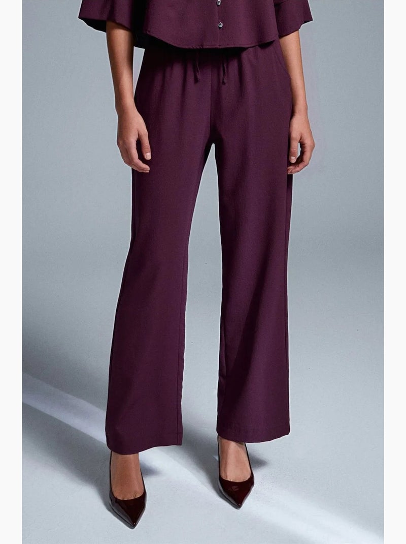 Pantaloni in crêpe a gamba ampia da donna dilvin Rosso bordeaux - Kiabi